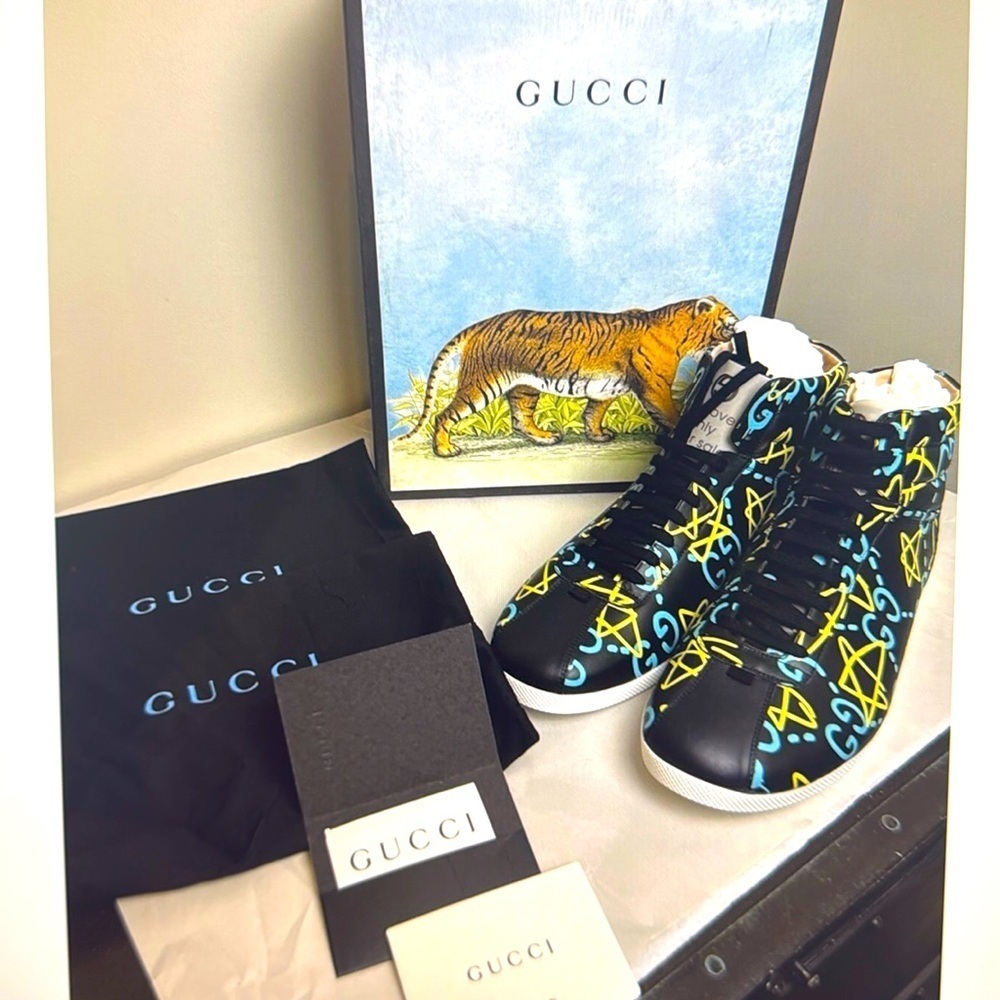 Gucci Ghost Apollo GG Limited Edition Hi Top Sneakers New